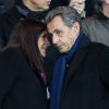 Nicolas Sarkozy et Anne Hidalgo (maire de Paris) lors de la demi-finale de la Coupe de France "PSG - AS Monaco" au Parc des Princes à Paris, le 27 avril 2017. © Cyril Moreau/Bestimage