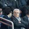 Enrico Macias et son fils Jean-Claude Ghrenassia lors de la demi-finale de la Coupe de France "PSG - AS Monaco" au Parc des Princes à Paris, le 27 avril 2017. © Cyril Moreau/Bestimage