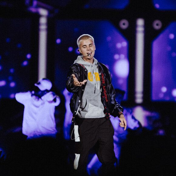 Justin Bieber en concert lors de sa tournée "Purpose Tour" à Sudney, Australie, le 15 mars 2017.