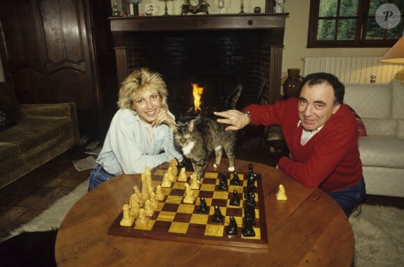 Evelyne Dhéliat et son mari Philippe en 1985