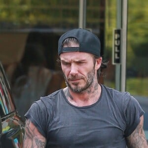 David Beckham à la sortie de son cours de SoulCycle à Brentwood, le 11 avril 2017.