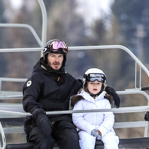 David Beckham et sa fille Harper - La famille Beckham profite de la neige pour skier dans la station de Whistler en Colombie-Britannique, Canada le 20 février 2017.