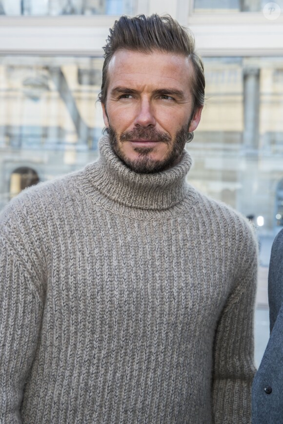 David Beckham - Front raw du défilé de mode "Louis Vuitton" homme collection Automne/Hiver 2017-2018 dans les jardins du Palais Royal à Paris le 19 janvier 2017. © Olivier Borde / Bestimage