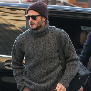 David Beckham quitte le défilé Louis Vuitton et se rend à la gare du Nord à Paris le 19 janvier 2017. © Agence / Bestimage