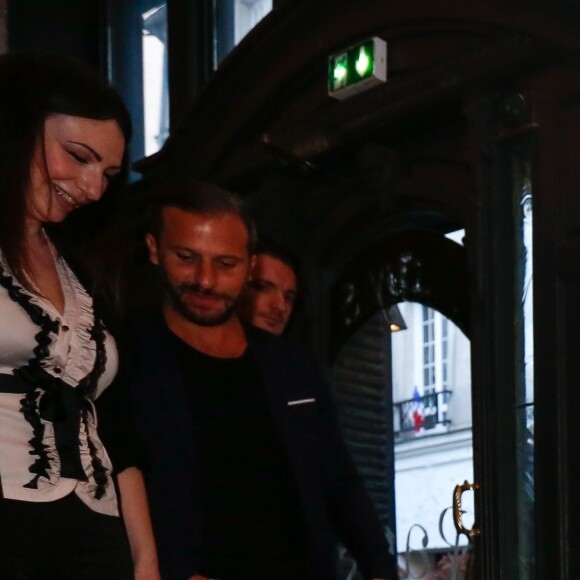 Exclusif - Pamela Anderson, Massimo Gargia et le chef Christophe Leroy - L'actrice américaine Pamela Anderson organisait au restaurant "Leroy's Paris", un dîner au profit de la Pamela Anderson Foundation à Paris le 4 mai 2017.