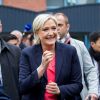 Marine Le Pen, candidate du parti ''Front National" (FN) vote à l'école primaire publique Jean-Jacques Rousseau à Hénin-Beaumont lors du second tour de la présidentielle le 7 mai 2017.