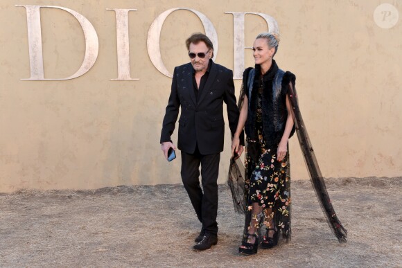 Johnny et Laeticia Hallyday assistent au défilé Christian Dior (collection croisière 2018) à Calabasas. Le 11 mai 2017.