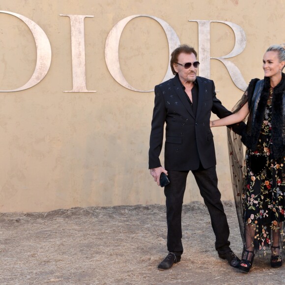 Johnny et Laeticia Hallyday assistent au défilé Christian Dior (collection croisière 2018) à Calabasas. Le 11 mai 2017.