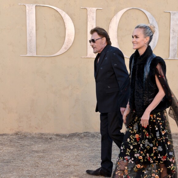 Johnny et Laeticia Hallyday assistent au défilé Christian Dior (collection croisière 2018) à Calabasas. Le 11 mai 2017.