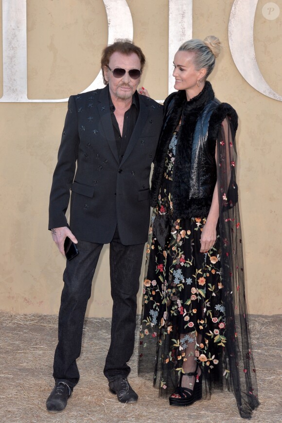 Johnny et Laeticia Hallyday assistent au défilé Christian Dior (collection croisière 2018) à Calabasas. Le 11 mai 2017.