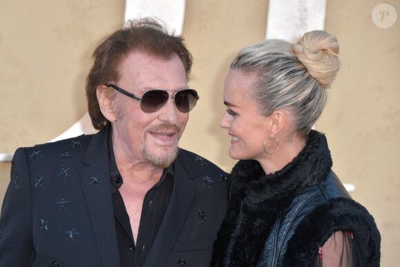 Johnny et Laeticia Hallyday assistent au défilé Christian Dior (collection croisière 2018) à Calabasas. Le 11 mai 2017.