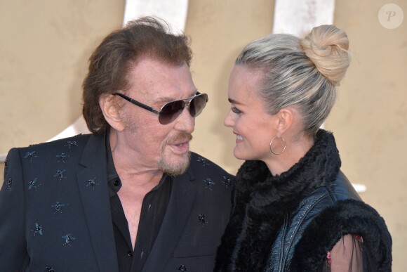 Johnny et Laeticia Hallyday assistent au défilé Christian Dior (collection croisière 2018) à Calabasas. Le 11 mai 2017.
