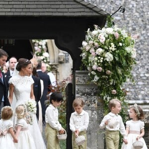 Kate Middleton pendant le mariage de Pippa Middleton et de James Matthews à l'église St Mark à Englefield le 20 mai 2017