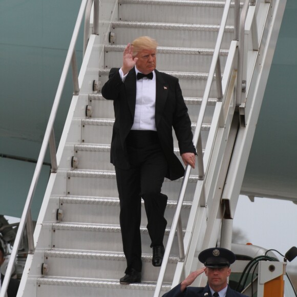 Le président américain Donald Trump arrive à l'aéroport de JFK à bord de Air Force One. New York, le 4 mai 2017. © Bruce Cotler/Globe Photos via Zuma Press/Bestimage