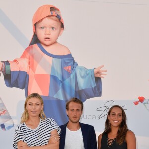 Maria Sharapova, Lucas Pouille et Madison Keys à la soirée "Evian Oversize" sur les toits des Galeries Lafayette à Paris, le 23 mai 2017. © Guirec Coadic/Bestimage