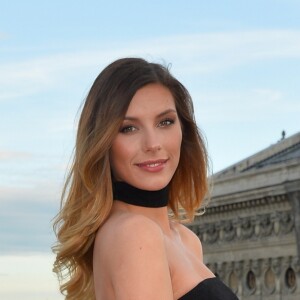 Camille Cerf (Miss France 2015) à la soirée "Evian Oversize" sur les toits des Galeries Lafayette à Paris, le 23 mai 2017. © Guirec Coadic/Bestimage