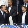 Le président Emmanuel Macron, Anne Hidalgo et Nicolas Sarkozy - Finale de la coupe de France de football entre le PSG et Angers ( Victoire du PSG 1-0) au Stade de France, saint-Denis le 27 mai 2017