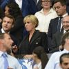 Le président Emmanuel Macron et sa femme Brigitte Macron (Trogneux) et Gérard Collomb, ministre de l'intérieur - Finale de la coupe de France de football entre le PSG et Angers ( Victoire du PSG 1-0) au Stade de France, saint-Denis le 27 mai 2017