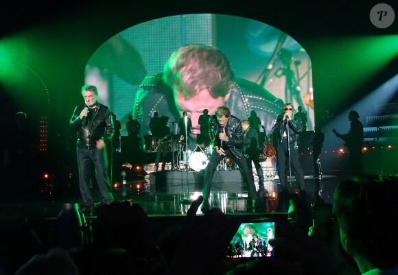 Eddy Mitchell, Johnny Hallyday et Jacques Dutronc - Premier concert "Les Vieilles Canailles" au POPB de Paris-Bercy à Paris, du 5 au 10 novembre 2014.