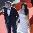 Exclusif - George Clooney (montre Omega) et sa femme Amal Alamuddin-Clooney (enceinte) arrivant à la 42ème cérémonie des César à la Salle Pleyel à Paris le 24 février 2017. © Pierre Pérusseau / Bestimage E