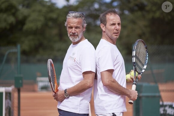 Jean-Philippe Doux et David Brécourt à la 1ère journée du Trophée des Personnalités de Roland-Garros le 6 juin 2017
