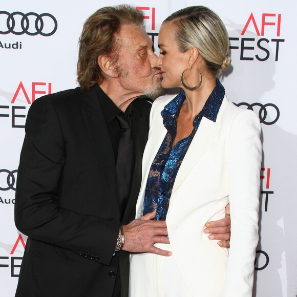 Johnny Hallyday et sa femme Laeticia Hallyday à la première de "Rules Don't Apply" à Los Angeles, le 10 novembre 2016.