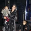 Kim Kardashian et ses enfants Saint et North West sortent de leur hôtel à New York, le 1er février 2017.