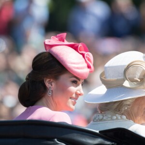 Catherine Kate Middleton, duchesse de Cambridge et Camilla Parker Bowles, duchesse de Cornouailles - La famille royale d'Angleterre arrive au palais de Buckingham pour assister à la parade "Trooping The Colour" à Londres le 17 juin 2017.