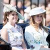 La princesse Eugenie d'York et sa soeur La princesse Beatrice d'York - La famille royale d'Angleterre arrive au palais de Buckingham pour assister à la parade "Trooping The Colour" à Londres le 17 juin 2017