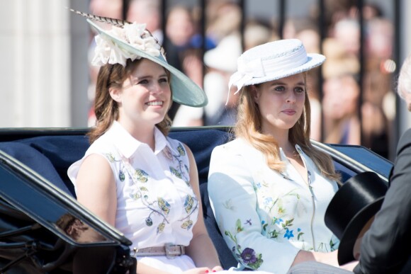La princesse Eugenie d'York et sa soeur La princesse Beatrice d'York - La famille royale d'Angleterre arrive au palais de Buckingham pour assister à la parade "Trooping The Colour" à Londres le 17 juin 2017