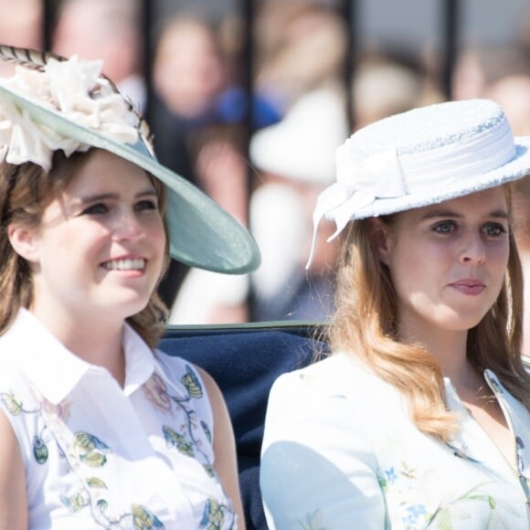 La princesse Eugenie d'York et sa soeur La princesse Beatrice d'York - La famille royale d'Angleterre arrive au palais de Buckingham pour assister à la parade "Trooping The Colour" à Londres le 17 juin 2017