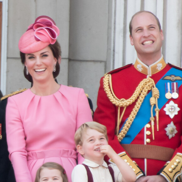 Catherine Kate Middleton , duchesse de Cambridge, la princesse Charlotte, le prince George et le prince William, duc de Cambridge - La famille royale d'Angleterre assiste à la parade "Trooping the colour" à Londres le 17 juin 2017.