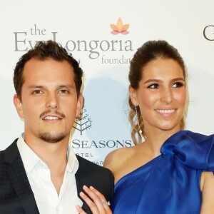 Juan Arbelaez et sa compagne Laury Thilleman (Miss France 2011) lors du photocall de la 8ème édition du "Global Gift Gala" à l'hôtel Four Seasons George V à Paris, le 16 mai 2017. © Marc Ausset-Lacroix/Bestimage