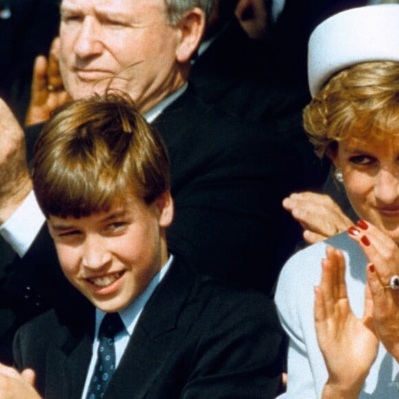 Lady Di avec ses fils le prince William et le prince Harry en mai 1995 à Hyde Park, à Londres.