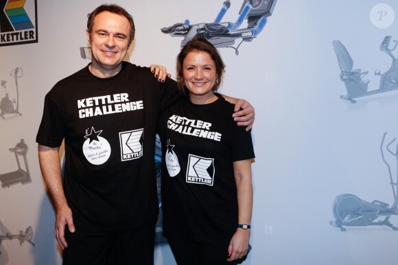 Exclusif - Prix Spécial - Christophe Delay et Pascale de La Tour du Pin (BFM TV) lors du Kettler Challenge au profit de l'association "L'étoile de Martin" à l'hôtel Molitor à Paris, le 1er décembre 2014.