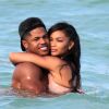 Chanel Iman à la plage à Miami avec son compagnon Sterling Shepard le 30 juin 2017