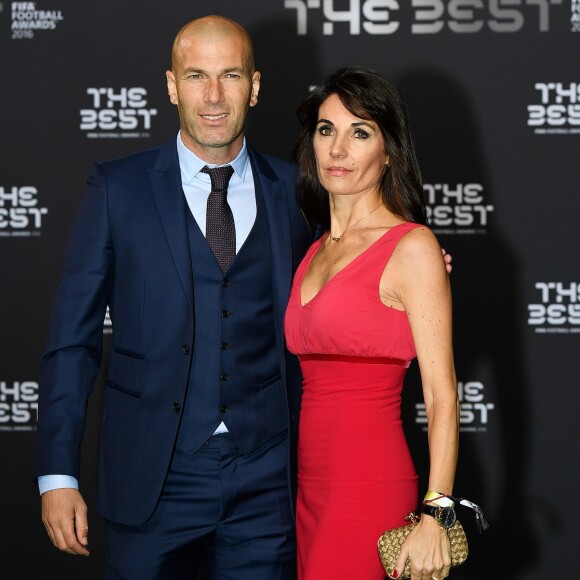 Zinedine Zidane et sa femme Véronique au photocall des FIFA Football Awards à Zurich le 9 janvier 2017.