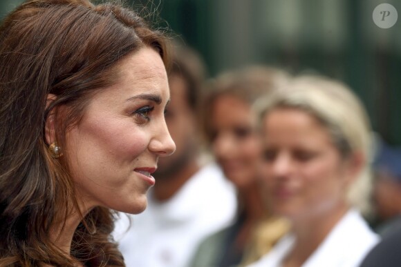 Kate Middleton, duchesse de Cambridge, lors de l'ouverture du tournoi de tennis de Wimbledon à Londres, le 3 juillet 2017.