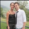 Exclusif - Christophe Maé (Martichon, de son vrai nom) et Nadège Sarron lors du baptême de Joy Hallyday à Lauenen en Suisse en juillet 2009. Le couple s'est marié civilement le 29 juin 2017 et religieusement le 1er juillet 2017 en Corse.
