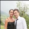 Exclusif - Christophe Maé (Martichon, de son vrai nom) et Nadège Sarron lors du baptême de Joy Hallyday à Lauenen en Suisse en juillet 2009. Le couple s'est marié civilement le 29 juin 2017 et religieusement le 1er juillet 2017 en Corse.