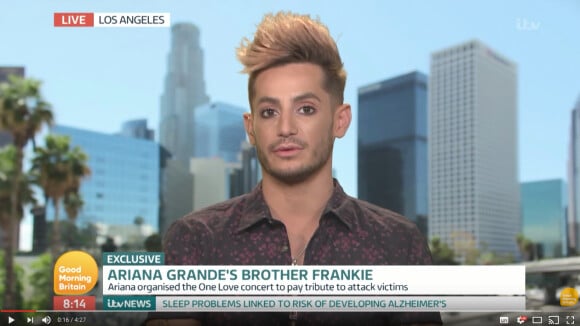 Frankie Grande sur le plateau de l'émission Good Morning Britain - Vidéo publiée sur Youtube le 6 juillet 2017
