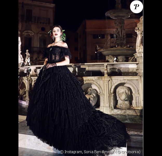 Sonia Ben Ammar a participé au défilé Dolce & Gabbana (nouvelle collection Alta Sartoria) à Palerme. Le 7 juillet 2017.