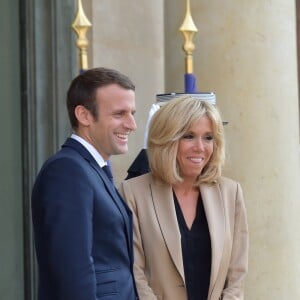 Le président de la République française Emmanuel Macron et sa femme la première dame Brigitte Macron (Trogneux) reçoivent le premier ministre d'Australie, Malcolm Turnbull et sa femme Lucy Turnbull pour un dîner de travail au Palais de l'Elysée à Paris, France, le 8 juillet 2017. © Giancarlo Gorassini/Bestimage