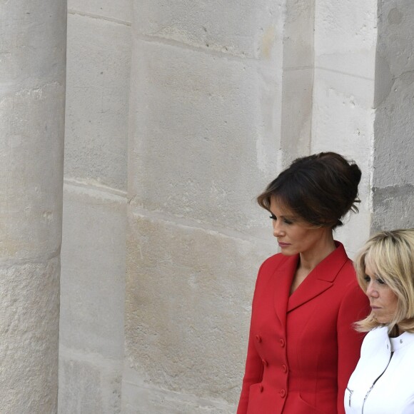 Melania Trump et Brigitte Macron (Trogneux) - Cérémonie d'accueil du président Donald Trump par Emmanuel Macron, président de la République, à l'Hôtel National des Invalides à Paris le 13 juillet 2017. © Pierre Perusseau / Bestimage