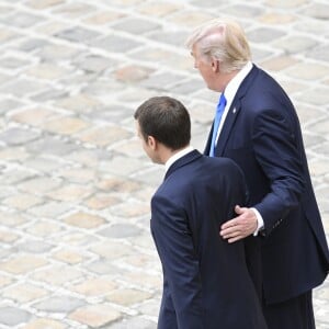 Cérémonie d'accueil du président Donald Trump par Emmanuel Macron, président de la République, à l'Hôtel National des Invalides à Paris le 13 juillet 2017. © Pierre Perusseau / Bestimage French