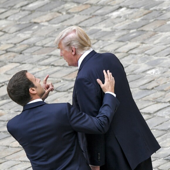 Cérémonie d'accueil du président Donald Trump par Emmanuel Macron, président de la République, à l'Hôtel National des Invalides à Paris le 13 juillet 2017. © Pierre Perusseau / Bestimage French