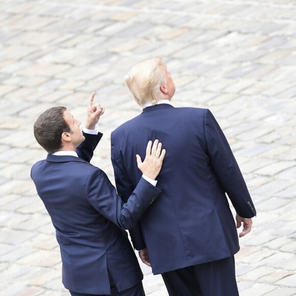 Cérémonie d'accueil du président Donald Trump par Emmanuel Macron, président de la République, à l'Hôtel National des Invalides à Paris le 13 juillet 2017. © Pierre Perusseau / Bestimage French