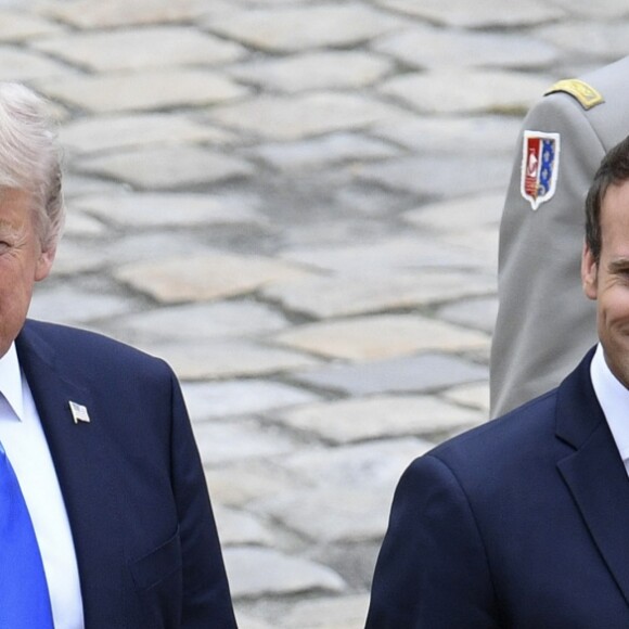 Cérémonie d'accueil du président Donald Trump par Emmanuel Macron, président de la République, à l'Hôtel National des Invalides à Paris le 13 juillet 2017. © Pierre Perusseau / Bestimage French