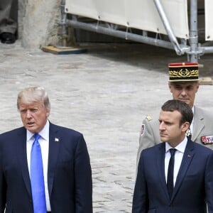 Cérémonie d'accueil du président Donald Trump par Emmanuel Macron, président de la République, à l'Hôtel National des Invalides à Paris le 13 juillet 2017. © Pierre Perusseau / Bestimage French