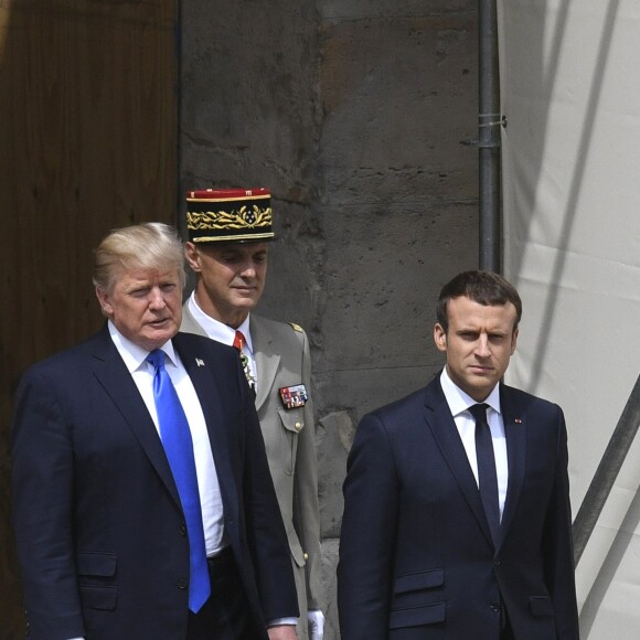 Cérémonie d'accueil du président Donald Trump par Emmanuel Macron, président de la République, à l'Hôtel National des Invalides à Paris le 13 juillet 2017. © Pierre Perusseau / Bestimage French